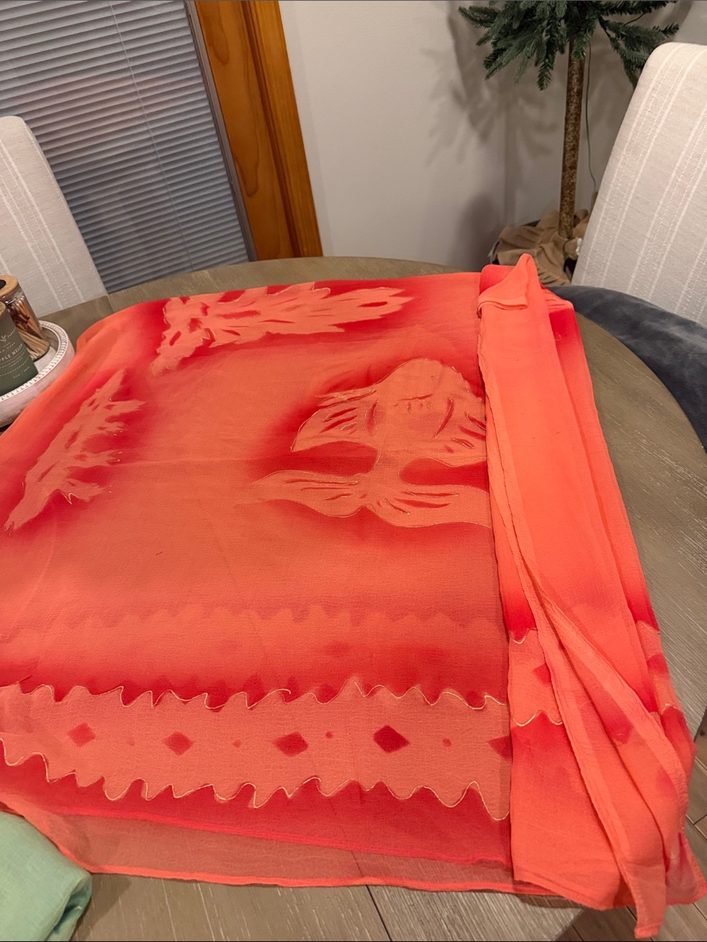Vibrant Sheer Scarf/Shawl/ Sarong. One coral and one green. Set of 2.